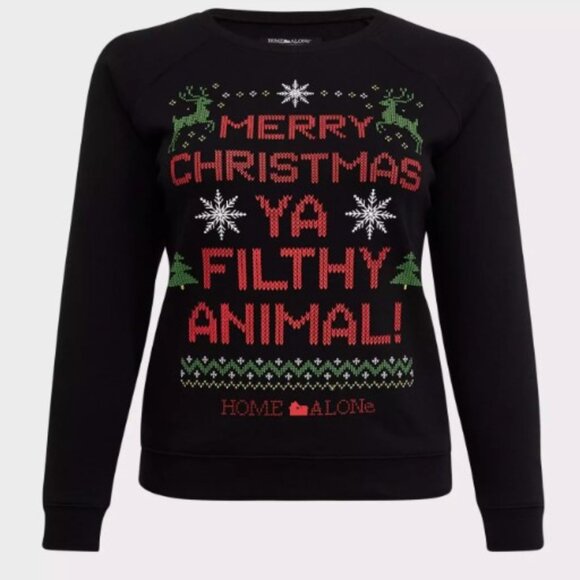 Torrid size 4 Home Alone Black Raglan Holiday Sweatshirt - Picture 1 of 10